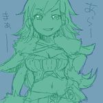  breasts cleavage dichrome female final_fantasy final_fantasy_crystal_chronicles lowres midriff monochrome red_eyes selkie solo 