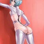  alternate_costume ass ayanami_rei blue_hair bodysuit breasts covered_nipples makacoon neon_genesis_evangelion sheer_bodysuit shiny shiny_skin short_hair skin_tight small_breasts thighhighs white_bodysuit 