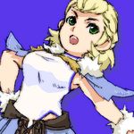  blonde_hair breasts female final_fantasy final_fantasy_crystal_chronicles green_eyes lowres midriff selkie simple_background solo 