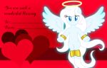  &lt;3 angel angel_pony anklet badumsquish bangle blue_eyes bracelet fan_character flying glowing halo hi_res holidays jewelry solo valentine&#039;s_day valentines_day_card wings zophiel_(oc) 