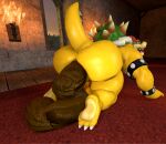  3d_(artwork) anthro anus balls big_butt bowser bracelet butt carpet castle chubby_male collar digital_media_(artwork) dragon feces feet genitals hi_res huge_butt jewelry king kneeling koopa male mario_bros metal_collar nintendo overweight pooping pooping_on_floor presenting presenting_hindquarters rear_view relieved reptile royalty scalie scat slightly_chubby solo solo_focus solo_in_panel source_filmmaker tecbuttlovefa thick_thighs turtle video_games 
