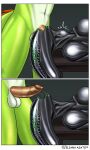  alien alien_(franchise) alien_humanoid anthro balls balls_deep bodily_fluids breasts comic deep_throat digital_media_(artwork) duo eliana-asato erection eyeless fellatio female female_penetrated genitals glistening glistening_body glistening_skin green_body green_lips green_scales green_skin grey_body grey_skin hi_res humanoid humanoid_genitalia humanoid_penis lips lying male male/female male_penetrating male_penetrating_female metal_skin metallic_body neck_bulge not_furry nude on_back open_mouth oral oral_penetration penetration penile penis saliva saliva_string scales scalie sex simple_background translucent translucent_body wet wet_lips wet_penis 