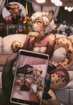  anthro aurora_(spacecamper) brown_hair canid canine cheetah cleavage_cutout clothed clothing dress_shirt eiffel_tower emanata felid feline fellatio female fully_clothed fur furniture genitals group hair hand_on_head hi_res inner_ear_fluff inside looking_at_object looking_at_phone male male/female mammal maned_wolf night nude oral penile penis pubes restaurant sex shirt solo_focus spots spotted_body spotted_fur spuydjeks suit table topwear tuft waiter white_hair window yellow_body yellow_fur 