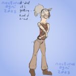  blue_body blue_skin bulge clothing comic female grey_hair hair hi_res humanoid nocturneagni pale_skin simple_background simple_coloring solo tail_bulge transformation transformation_sequence undressing 