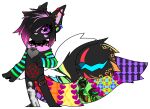  2020 3d_(artwork) absurd_res alpha_channel alternate_form ambiguous_gender andromorph_(lore) anthro black_cat_(character) black_hair butt_wings civildog collar collar_tag digital_media_(artwork) domestic_cat ear_piercing ear_ring featureless_crotch featureless_feet felid feline felis front_view full-length_portrait gauged_ear hair hair_over_eye heart_(marking) heart_cheeks heart_collar_tag hi_res highlights_(coloring) hybrid industrial_piercing inverted_pentacle leopard_spots long_tail looking_at_viewer mammal meta mixed_media multi_tail one_eye_obstructed open_mouth open_smile original_character_do_not_steal oversized_collar pentacle piercing pink_collar pink_highlights portrait pride_color_piercing purple_eyes recursion ring_piercing simple_background smile solo sparklecat spiked_collar spikes spots standing star_pupils striped_arms tail tail_mouth thigh_strap transparent_background unusual_anatomy unusual_tail why wings 