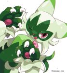  ambiguous_gender anthro claws floragato generation_9_pokemon hi_res looking_at_viewer nintendo one_eye_closed pokemon pokemon_(species) rorosuke_roro simple_background solo tongue tongue_out white_background 