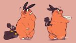  2023 anthro balls blush butt generation_5_pokemon genitals hi_res male nintendo orange_body penis pignite pokemon pokemon_(species) raburigaron simple_background slightly_chubby solo 