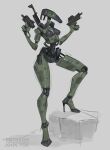  2023 b1_battle_droid battle_droid breasts colored_sketch droid female full-length_portrait green_body gun hi_res holding_gun holding_object holding_weapon humanoid johnfoxart machine not_furry portrait ranged_weapon robot robot_humanoid sketch solo standing star_wars step_pose weapon 