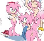  2023 amy_rose anthro anus bathing breasts butt clothing discarded_clothing eulipotyphlan female front_view genitals gloves gloves_only handwear handwear_only hedgehog holding_breast looking_back mammal mostly_nude nipples puffy_anus pussy rear_view sega showering solo sonic_the_hedgehog_(series) sooperman towel washing_hair 