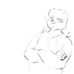  1:1 akunim animated anthro canid canine canis clothing crossed_arms domestic_dog goon_(goonie_san) hoodie male mammal monochrome solo topwear 