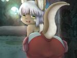  4:3 ambiguous_gender anthro bottomwear brown_body brown_fur butt cave clothing dat_ass_was_fat fur hair lord_of_ninas made_in_abyss mammal mustelid nanachi open_mouth otter pants pockets red_bottomwear red_clothing red_pants solo whiskers white_hair 