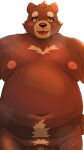  2023 anthro balls bear belly big_belly blush bodily_fluids brown_body genitals hi_res kemono male mammal menmen_kesinn moobs navel nipples overweight overweight_male penis solo sweat 