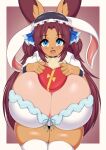  &lt;3 absolute_territory absurd_res accessory big_breasts black_clothing blue_bow blue_eyes blush bow_ribbon bra breast_focus breasts brown_hair candy chocolate chocolate_heart chocolate_on_breasts cleavage clothed clothing cuff_(restraint) cute_fangs dessert eevee fan_character female food food_on_breasts generation_1_pokemon gift glistening glistening_body glistening_breasts glistening_hair glistening_skin hair hair_accessory hair_bow hair_ribbon hairband hand_on_breast headdress hi_res holding_gift holding_object huge_breasts inner_ear_fluff kemono legwear long_hair looking_at_viewer naomi_minette nintendo open_mouth panties pokemon pokemon_(species) portrait rabbit_ears restraints ribbons shirt_collar smile solo squish standing tailzkim thick_thighs thigh_highs thigh_squish three-quarter_portrait tight_clothing tuft two_side_up underwear white_clothing wrist_cuffs 
