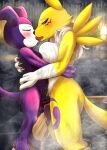  anthro bandai_namco big_breasts blush breasts canid canine digimon digimon_(species) embrace female fid fox french_kissing genitals hi_res hot_spring hug humanoid imp impmon kissing male male/female mammal nude onsen penetration penis pussy renamon sex vaginal vaginal_penetration water 