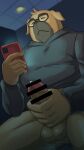  2023 absurd_res aggressive_retsuko anthro bodily_fluids canid canine canis cellphone censored clothing detailed_background dokachin_(aggretsuko) domestic_dog erection eyes_closed genital_fluids genitals hi_res hoodie humanoid_genitalia humanoid_hands humanoid_penis kemono male mammal masturbation penis phone precum sakusan_kc sanrio smartphone solo topwear 