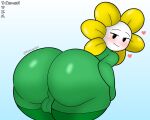  &lt;3 backsack balls bedroom_eyes big_butt black_eyes blush butt camael30 clothing elemental_creature elemental_humanoid flora_fauna flower flower_creature flowey_the_flower genitals green_body hi_res huge_butt humanoid leggings legwear looking_at_viewer looking_back male narrowed_eyes nude perineum plant plant_humanoid seductive smile solo thick_thighs undertale undertale_(series) wide_hips 