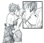  1boy 1girl couple haruno_sakura kiss monochrome naruto shizuki_shinra sidukisinra sketch uchiha_sasuke 
