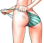 ass ass_focus back bad_id bad_pixiv_id close-up hatsune_miku japanese_industrial_standards_(mark) kanzaki_muyu panties panty_pull solo striped striped_panties underwear vocaloid 