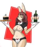  alcohol anthro bartender beverage breasts clothing costume duo female fur hi_res ixamidyne lagomorph leporid mammal rabbit serving_tray solo solo_focus tan_body tan_fur 