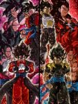  4boys abs absurdres armor aura black_eyes black_hair black_shirt blue_eyes brown_hair clenched_hand commentary_request crossed_arms dragon_ball dragon_ball_heroes dual_persona earrings frown gloves gogeta gogeta_(xeno) highres hiro_(udkod1ezlyi2flo) jewelry male_focus metamoran_vest multiple_boys muscular muscular_male pectorals potara_earrings red_hair shirt smile son_goku son_goku_(xeno) super_saiyan super_saiyan_4 t-shirt tight tight_shirt vegeta vegeta_(xeno) vegetto vegetto_(xeno) white_gloves widow&#039;s_peak yellow_eyes 