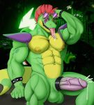  2022 abs absurd_res alligator alligatorid anthro areola balls biceps biped bodily_fluids crocodilian digital_media_(artwork) five_nights_at_freddy&#039;s five_nights_at_freddy&#039;s:_security_breach genital_fluids genitals green_body half-erect hi_res humanoid_genitalia humanoid_penis led_owo looking_at_viewer machine male montgomery_gator_(fnaf) muscular muscular_anthro muscular_male narrowed_eyes navel nipples penis precum quads reptile robot scalie scottgames smile solo tongue triceps vein veiny_penis 
