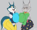  absurd_res anthro breasts canid canine canis clothing duo felid feline female female/female grin hi_res illumination_entertainment lynx mammal mehdrawings nooshy_(sing) porsha_crystal sing_(movie) smile thick_thighs wolf 