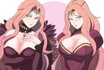  2girls absurdres alternate_costume alternate_universe breasts cleavage cleobulus cornelia_arnim fire_emblem fire_emblem:_three_houses fire_emblem_heroes fire_emblem_warriors:_three_hopes highres huge_breasts ihsnet mole mole_above_mouth mole_on_breast multiple_girls seductive_smile smile 