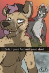  after_sex age_difference anthro bodily_fluids body_hair canid canine canis caught caught_on_camera cum cum_on_face domestic_dog duo exhibitionism genital_fluids hyena male male/male mammal messy peperott piercing snapchat tongue tongue_out 