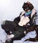  anthro arm_tuft biped blue_eyes brown_body brown_fur clothed clothing countershade_fur countershade_torso countershading elbow_tuft equid equine extremedash fur fur_tuft hi_res horse jones_(extremedash) luckypan male mammal smile solo tail tuft 