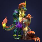  3d_(artwork) after_sex anthro asian_clothing asian_mythology biped bodily_fluids bukkake clothed clothing cum cum_drip cum_string cumshot digital_media_(artwork) dinosaur dripping dromaeosaurid duo ejaculation excessive_cum excessive_genital_fluids farionelle feathered_dinosaur feathers fellatio female genital_fluids gold_(metal) gold_jewelry hair horn_jewelry hybrid jewelry male male/female muscular muscular_male mythology oral orb partially_clothed penile reptile saiphin_(farionelle) scales scalie sex snake theropod velociraptor 