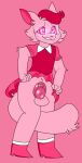  anthro bottomwear chastity_cage chastity_device clothed clothing domestic_cat felicity_(hypnocatto) felid feline felis fur hi_res hypnosis hypnotic_eyes male mammal mind_control nastyswirls pink_body pink_fur skirt solo 