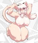  anthro areola big_breasts biped breasts extremedash felid female frankie_(extremedash) fur hair hi_res luckypan mammal nipples nude one_eye_closed pantherine smile solo tail tan_body tan_fur thick_thighs tongue tongue_out 