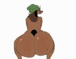  ambiguous_gender animated anthro beanie big_butt brown_body brown_fur butt canid canine clothing eyewear freckles freckles_on_butt fur glasses googly_eyes hat headgear headwear huge_butt long_ears looking_back mammal markings ounxh rear_view shaking_butt solo soup_(peta_petaa) twerking 