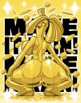  animate_inanimate big_breasts big_butt breasts butt english_text female generation_9_pokemon gholdengo gold_body huge_breasts huge_butt humanoid latiar looking_at_viewer looking_back looking_back_at_viewer nintendo nude object_humanoid pokemon pokemon_(species) solo text twerking 