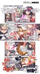  5girls absurdres ahoge aningay apron bangs betty_(girls&#039;_frontline_nc) black_hair blonde_hair blue_eyes blush blush_stickers braid braided_ponytail breasts brown_dress character_request chibi choco_(girls&#039;_frontline_nc) chocolate copyright_name de_lacey_(girls&#039;_frontline_nc) dress english_commentary english_text eyewear_on_head girls&#039;_frontline_neural_cloud green_hair hair_between_eyes hair_ornament hat highres indoors large_breasts long_hair looking_at_another mechanical_tail multicolored_hair multiple_girls open_mouth pink_hair pixiv_id purple_eyes second-party_source smile sound_effects speech_bubble streaked_hair sunglasses symbol-shaped_pupils tail upper_body vee_(girls&#039;_frontline_nc) 
