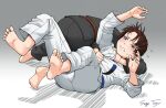  2girls dougi feet judo multiple_girls sage_tory short_hair torii_seiji two 