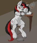  2017 alcohol almar bedroom_eyes beverage black_hair black_tail blackjack_(fallout_equestria) bottle container cutie_mark cybernetics cyborg digital_drawing_(artwork) digital_media_(artwork) drunk equid equine fallout_equestria female feral foe:_project_horizons furniture hair hasbro hi_res horn levitation machine magic mammal multicolored_hair my_little_pony narrowed_eyes prosthetic prosthetic_limb red_eyes red_hair red_tail seductive solo stool substance_intoxication tail two_tone_hair two_tone_tail unicorn whiskey white_body yellow_sclera 