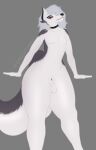  anthro balls big_butt butt canid canine canis curvy_figure demon eriklechugaa genitals girly helluva_boss hi_res looking_at_viewer loona_(helluva_boss) male mammal penis solo standing thick_thighs white_body wolf 