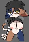  :3 anthro areola beanie big_breasts black_pupils bodily_fluids breasts calico_cat clothed clothing dipstick_tail domestic_cat epic_games felid feline felis female fortnite genitals half-closed_eyes hat headgear headwear hoodie looking_at_viewer mammal markings meow_skulls_(fortnite) multicolored_body narrowed_eyes nipples nude pink_areola pink_nipples pupils pussy raised_clothing raised_hoodie raised_topwear smile solo sweat sweaty_breasts tail tail_markings topwear vilepluff yellow_eyes 