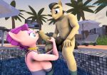  3d_(artwork) anthro clothing digital_media_(artwork) eye_contact female filthy_rich_(mlp) friendship_is_magic genitals group hasbro husband_and_wife licking looking_at_another looking_pleasured male male/female married_couple my_little_pony oral penile penis penis_lick poolside robertwtf sex source_filmmaker spoiled_rich_(mlp) swimming_pool swimwear tongue tongue_out 