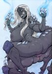  2_toes 4_eyes 5_fingers anthro arachnid arm_on_leg arm_spikes arthropod big_breasts black_body black_lips black_sclera blue_eyes blue_nipples breasts butt claws dark_body dark_nipples dark_skin elbow_spikes exoskeleton_markings fangs feet female fingers fist genitals grey_claws grey_spikes hair hair_grab huge_breasts humanoid humanoid_feet knee_spikes leg_spikes lips long_hair multi_arm multi_eye multi_leg multi_limb nipples pink_pussy plantigrade pupils pussy raised_arms seductive seepingooze side_view smile soles solo spider spiked_arms spikes spikes_(anatomy) teeth toe_claws toes touching_hair unusual_pupils white_hair 