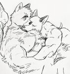 2boys bara billy_russell_(dickfish) body_fur chest_hair completely_nude couple dickfish_(fishismdick) dog_boy dog_tail facial_hair fluffy furrification furry furry_male furry_with_furry glasses hairy heads_together highres hug john_rottweil_(dickfish) large_pectorals male_focus mature_male multiple_boys muscular muscular_male mustache nipples nude original pectoral_pillow pectorals scan short_hair sideburns sketch small_tail tail thick_eyebrows traditional_media upper_body yaoi 