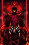  1boy character_request crown demon_horns eldritch_abomination extra_eyes giant highres horns malebeja monster no_eyes red_sky scarlet_king_(scp) scp_foundation sky teeth tentacles 
