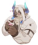  anthro bigfoot_(tas) blush bovid bovine brown_body brown_fur candy cattle chocolate clothing dessert eating eyewear food fur glasses hair hi_res hoodie horn lifewonders male mammal solo tokyo_afterschool_summoners topwear white_hair zoyu26152516 