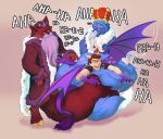  absurd_res anthro claws demon dragon_wings fluffy fluffy_tail group hi_res humanoid king_douxthos king_fethrik laugh male male/male molnyshko monster overstimulation tail tech_dragon tickling trio wings 