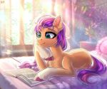  book braided_hair chest_tuft cutie_mark digital_media_(artwork) earth_pony equid equine eyebrows eyelashes female feral fetlocks fur green_eyes hair hakaina hasbro hi_res hooves horse inner_ear_fluff leg_tuft mammal mlp_g5 multicolored_hair my_little_pony orange_body orange_fur pink_hair pink_tail pony purple_hair purple_tail reading solo sunny_starscout_(mlp) tail tuft two_tone_hair two_tone_tail 