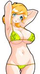  :p aqua_eyes arms_up bikini blonde_hair breasts cookie_(magutan) huge_breasts magutan navel original short_hair solo swimsuit tongue tongue_out 