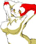  1girl breasts female furry lowres no_nipples oekaki pokemon solo white_background zangoose 