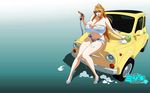  areola areolae bare_shoulders breasts car car_wash carwash cleavage cleavage_cutout denim denim_shorts diva_mizuki dripping fiat fiat_500 foam gravion heels high_heels hose huge_breasts jyubei long_hair motor_vehicle nipples open_pants orange_hair pubic_hair shoes shorts sitting soap sponge tachibana_mizuki vehicle water wet 