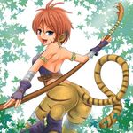  absurdres animal_ears ass bad_id bad_pixiv_id blue_eyes breath_of_fire breath_of_fire_ii cat_ears cat_tail facial_mark fang fingerless_gloves gloves highres open_mouth orange_hair rinpoo_chuan short_hair shown smile staff tail 
